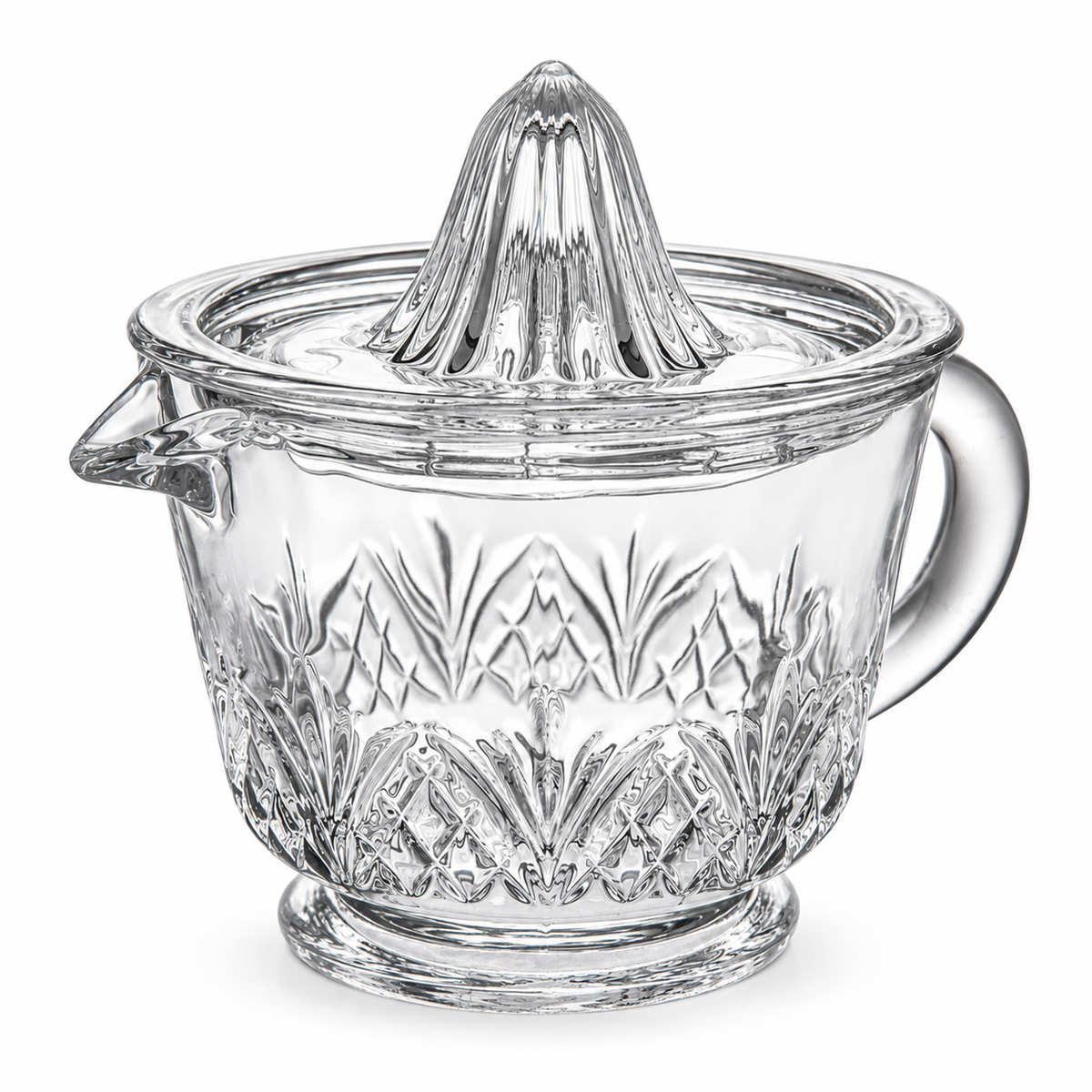 π Glass Citrus Juicer|Clear Glass Kitchen Gift|Cut-Glass Pattern