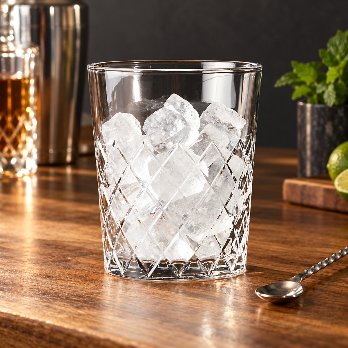 🥃 Diamond-Cut Whiskey Glass|Clear Glass Bar Gift|Sparkling Pattern