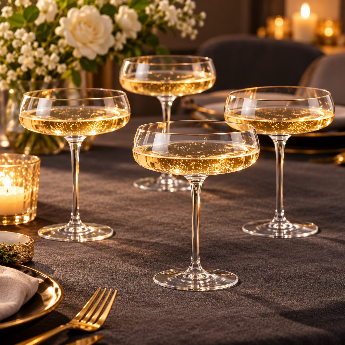 Coupe Glass Set|Clear Glass Bar|Cocktail Lover Gift|Wide Bowl