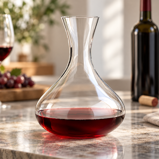 Glass Wine Decanter|Clear Glass Dining Gift|Elegant Wide Base