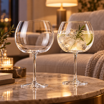 🍸 Gin Glass Set|Clear Glass Home Bar|Gin Lover Gift|Balloon Bowl