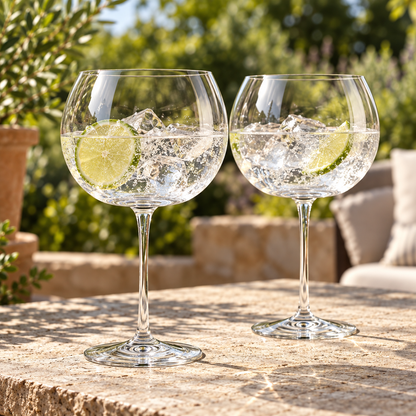 🍸 Gin Glass Set|Clear Glass Home Bar|Gin Lover Gift|Balloon Bowl