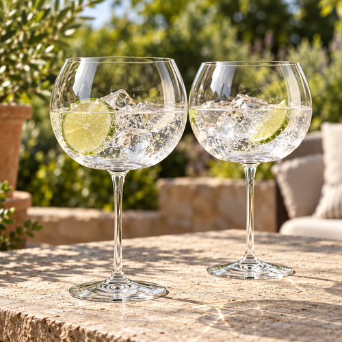 🍸 Gin Glass Set|Clear Glass Home Bar|Gin Lover Gift|Balloon Bowl