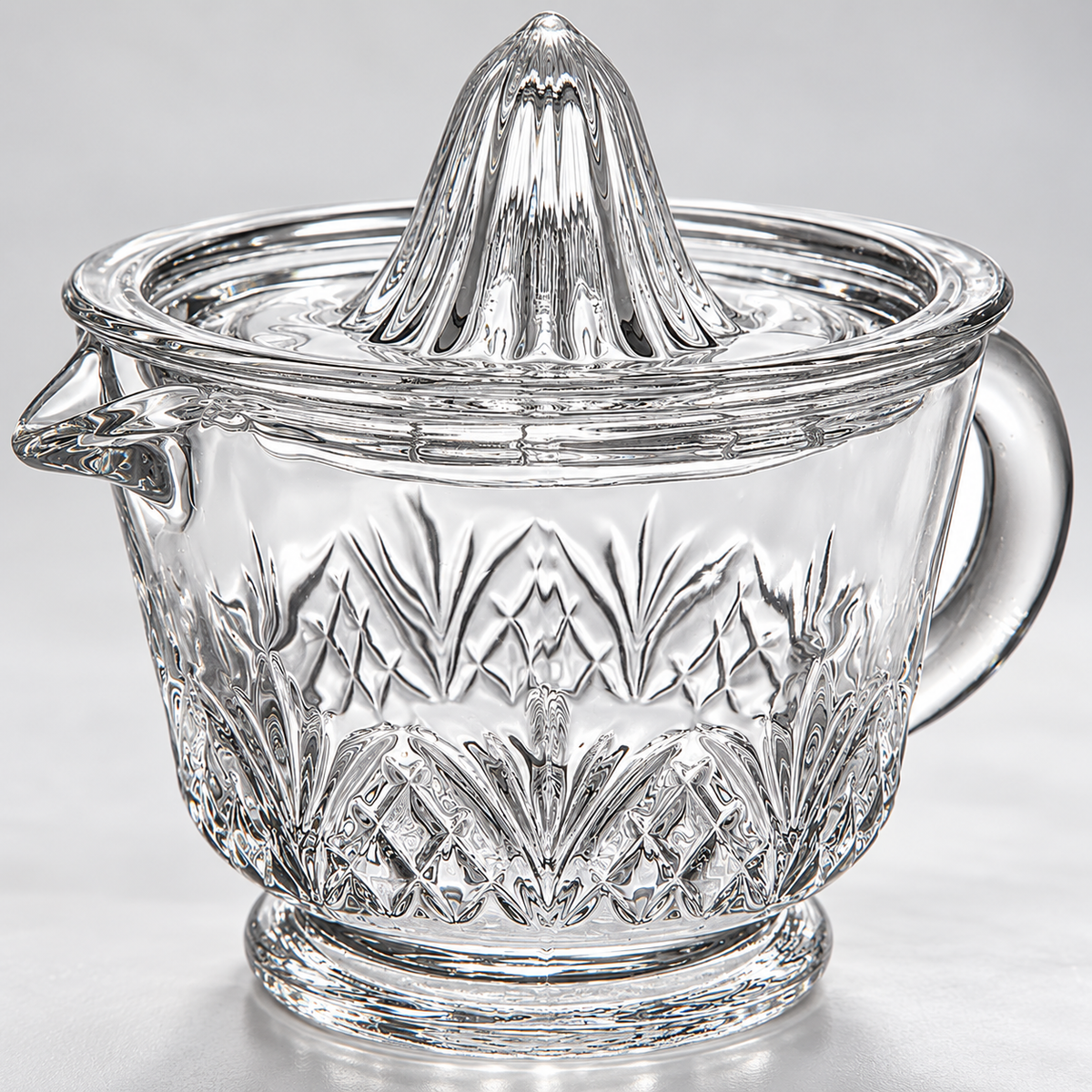 🍊 Glass Citrus Juicer|Clear Glass Kitchen Gift|Cut-Glass Pattern