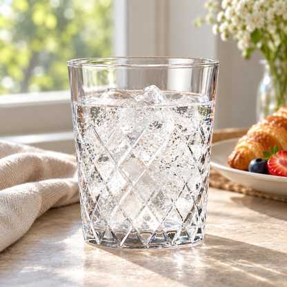 🥃 Diamond-Cut Whiskey Glass|Clear Glass Bar Gift|Sparkling Pattern