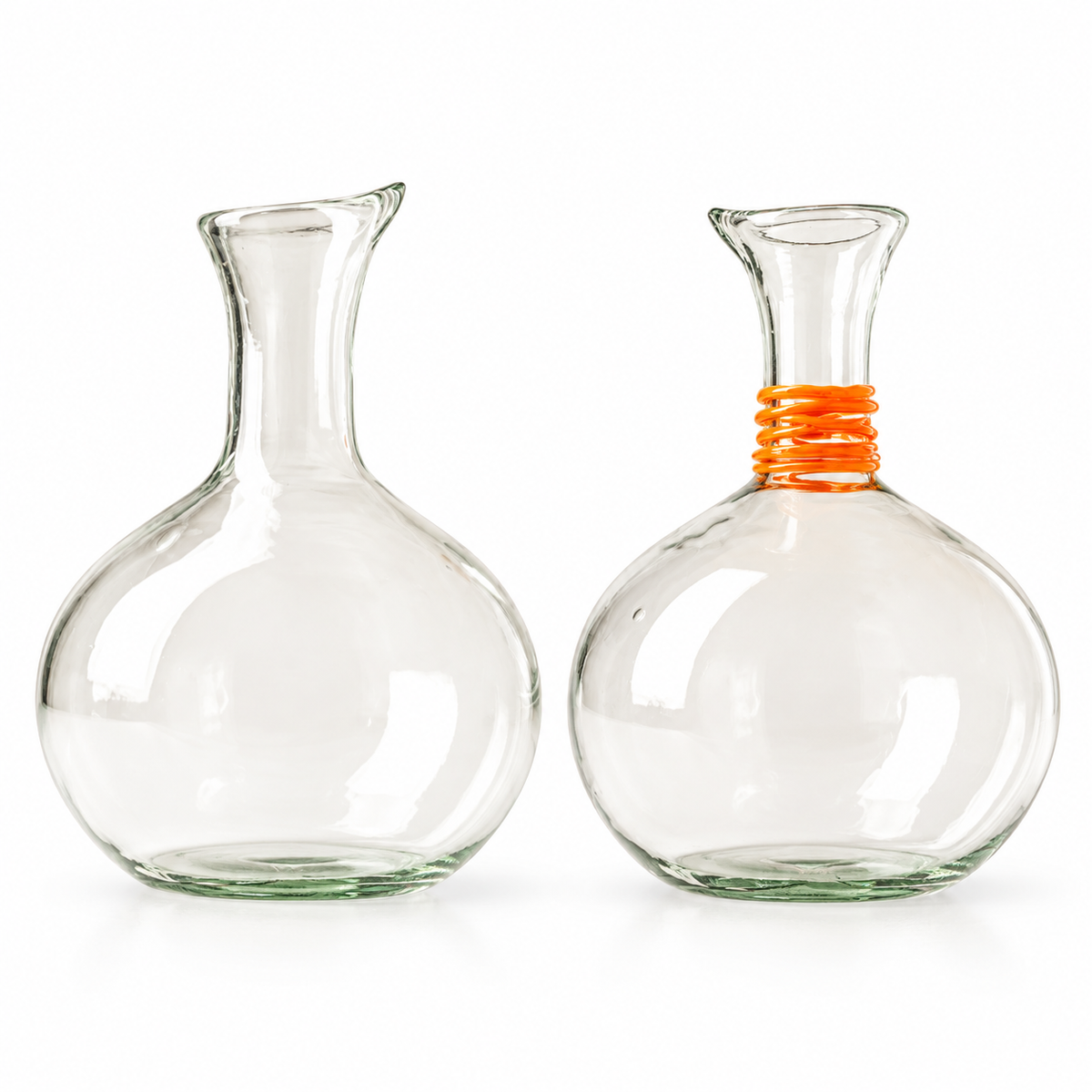 🍷 Glass Wine Decanter|Clear Glass Dining Gift|Orange-Wrapped Neck Detail!