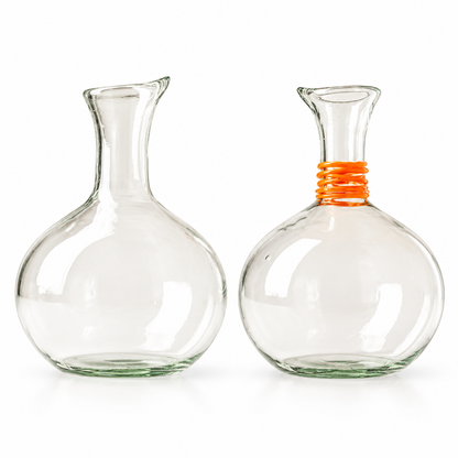 🍷 Glass Wine Decanter|Clear Glass Dining Gift|Orange-Wrapped Neck Detail!