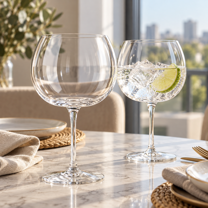 🍸 Gin Glass Set|Clear Glass Home Bar|Gin Lover Gift|Balloon Bowl