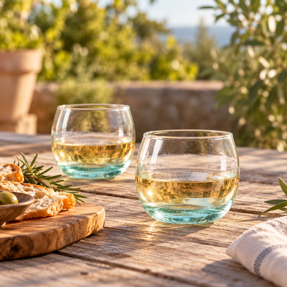 🥃 Round Glass Tumbler | Clear Glass for Home & Gifting | Aqua-Tinted Base