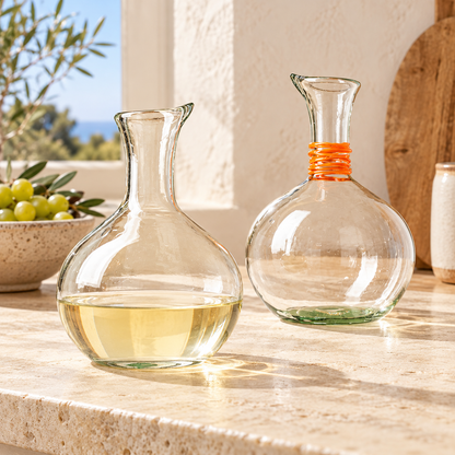 🍷 Glass Wine Decanter|Clear Glass Dining Gift|Orange-Wrapped Neck Detail!