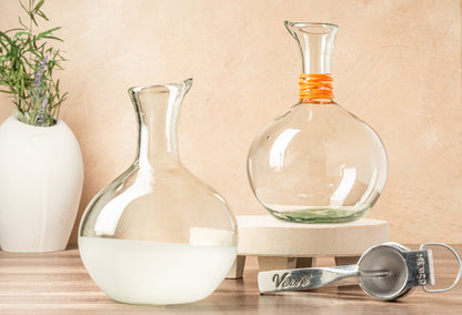 🍷 Glass Wine Decanter|Clear Glass Dining Gift|Orange-Wrapped Neck Detail!