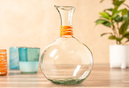 🍷 Glass Wine Decanter|Clear Glass Dining Gift|Orange-Wrapped Neck Detail!