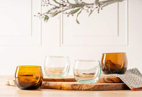 Stemless Wine Glass Set | Clear Glass Dining Gift