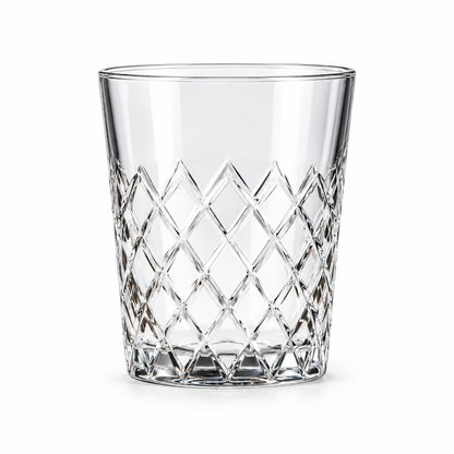 🥃 Diamond-Cut Whiskey Glass|Clear Glass Bar Gift|Sparkling Pattern