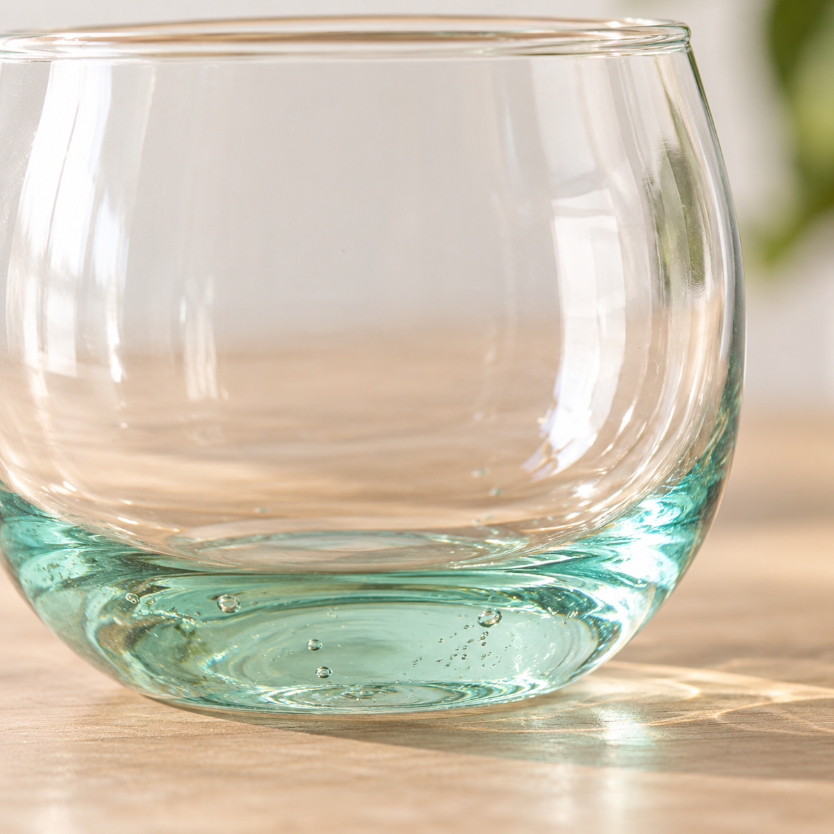🥃 Round Glass Tumbler | Clear Glass for Home & Gifting | Aqua-Tinted Base