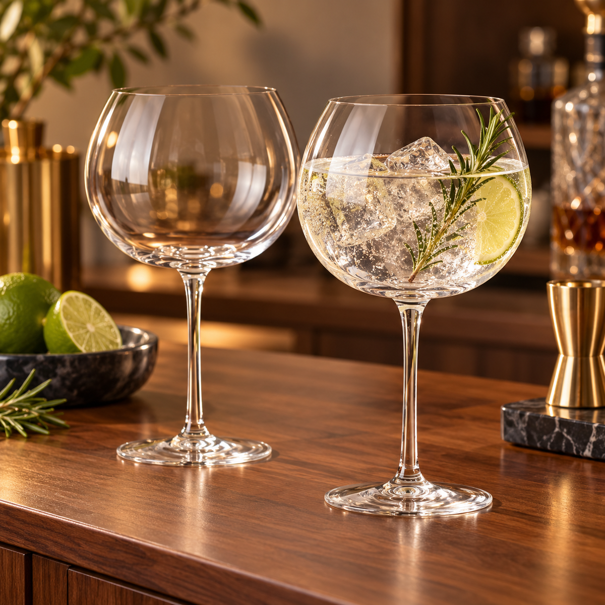 🍸 Gin Glass Set|Clear Glass Home Bar|Gin Lover Gift|Balloon Bowl