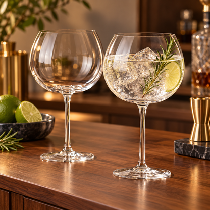 🍸 Gin Glass Set|Clear Glass Home Bar|Gin Lover Gift|Balloon Bowl