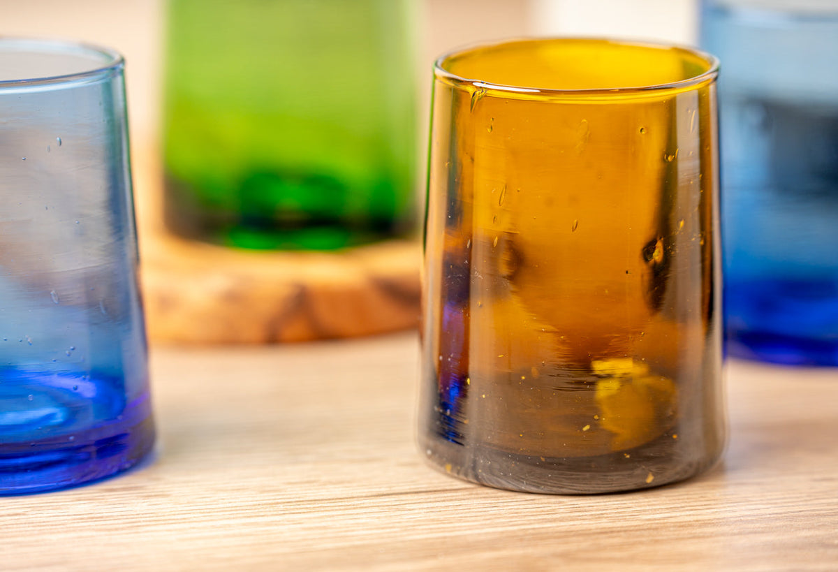 🌈 Vintage Colored Glass Tumblers | Artisan-Inspired Everyday Drinkware