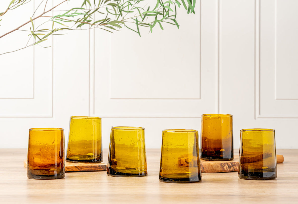 🌈 Vintage Colored Glass Tumblers | Artisan-Inspired Everyday Drinkware